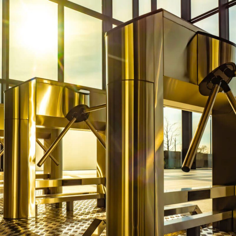 Public safety turnstiles doors